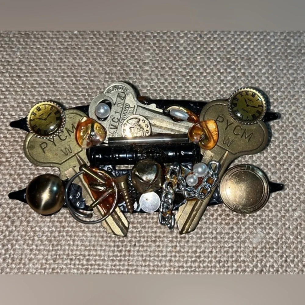 Steampunk Brooch Handmade OOAK Mixed 